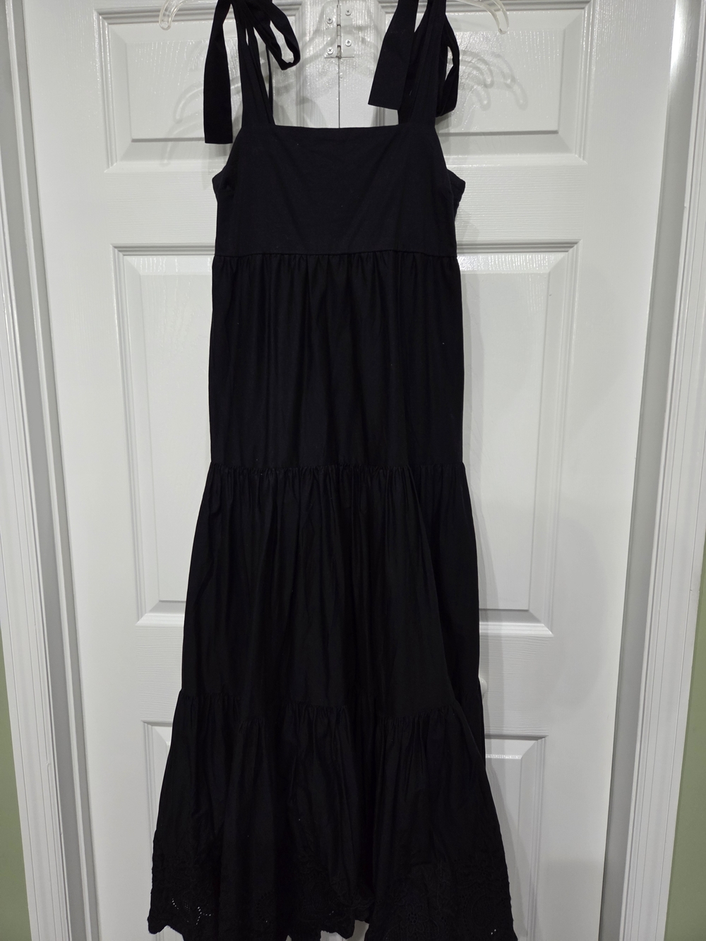 Jason Wu Black Tiered Maxi Dress with Tie Straps